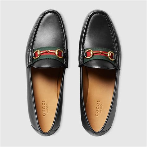 Women's Loafer With Web In Black Leather 